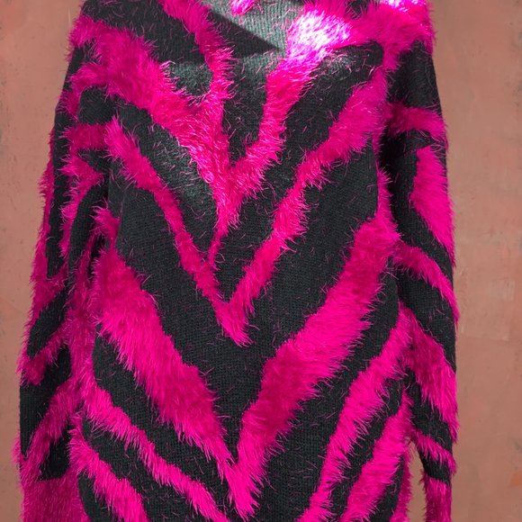 Pink & Black ZEBRA Print Sweater Dress/SMALL Sweaterdress/DOLLSKILL Sweater/ - Picture 5 of 7